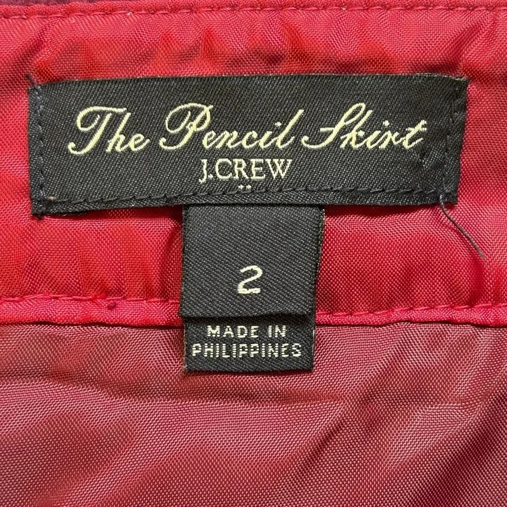 J Crew No.‎ 2 Pencil MIDI Skirt Wool Berry Red 2